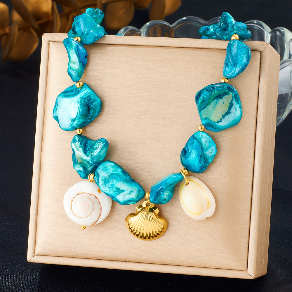 Seashell Pearl Stainless Steel Plated Jewelry Set for Women