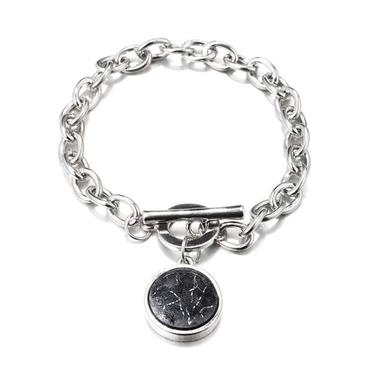 Pulsera Colgante de Textura Geométrico Minimalista de Mármol para Mujer, Estilo Bohemio Hecho a Mano de Aleación