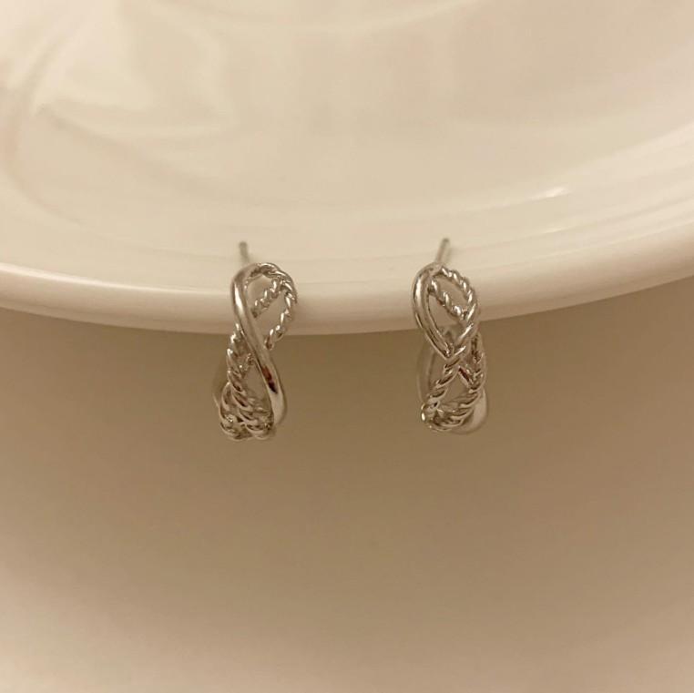 Orecchini a perno da donna in argento Sterling 925 a forma di cuore, minimalisti, a corda intrecciata