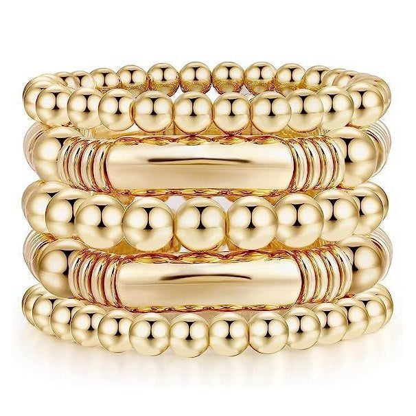 Minimalist 12mm Geometric Round Acrylic Bead Stretch Bracelet Unisex Stackable Jewelry