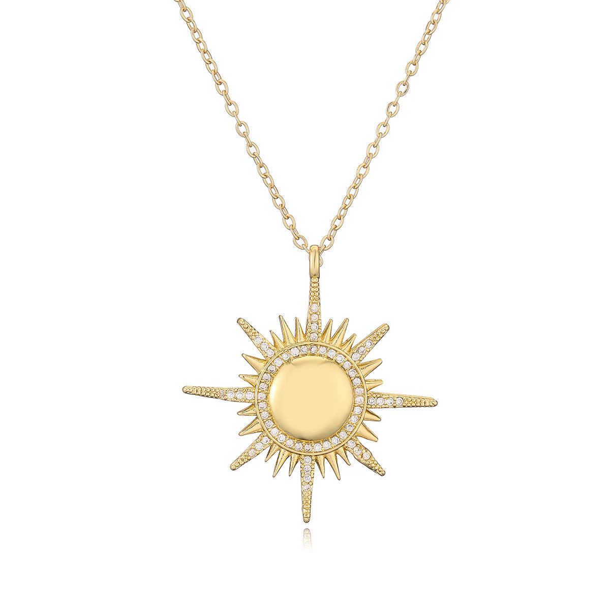 Minimalist Geometric Evil Eye Pendant Necklace for Women with Copper Base and Real Gold Plating Featuring Zircon Accents and Hollow-Out Detail