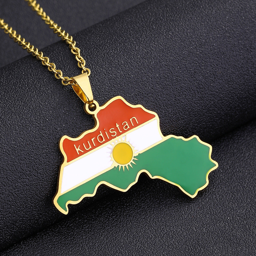 Collana con Pendente Geometrico Vintage in Acciaio Inossidabile con Finitura Smaltata per Uso Unisex