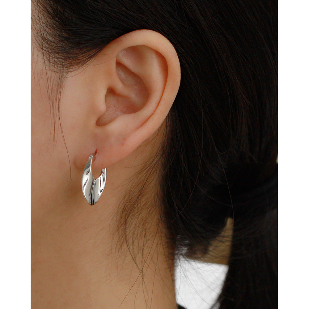 Pendientes de aro minimalistas geométricos de plata de ley 925 con acabado pulido para mujer