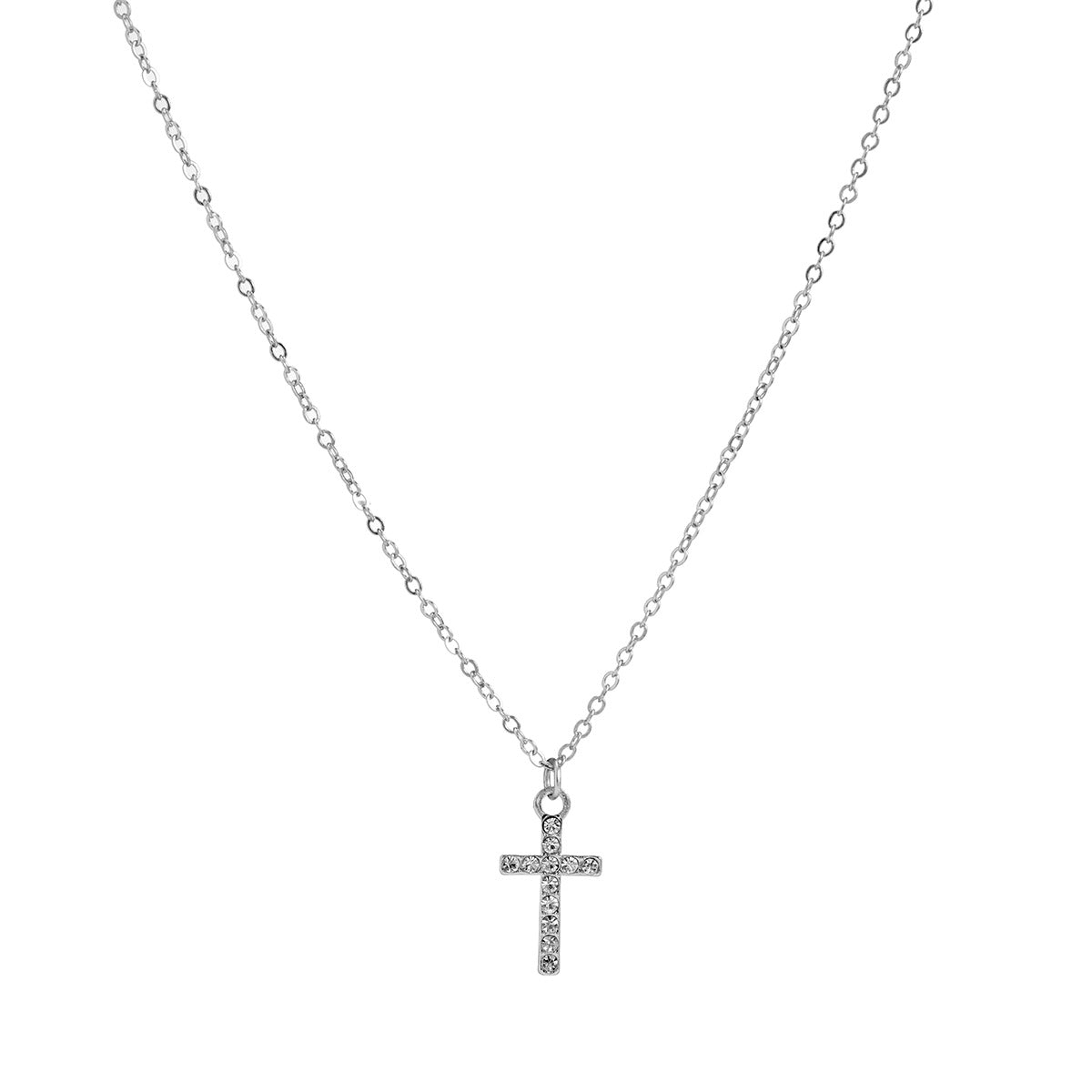 Collar con Colgante de Cruz Minimalista para Mujer con Aleación Galvanizada y Cadena Fina
