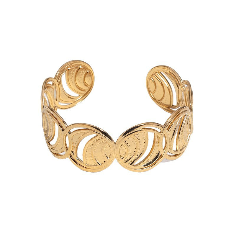 Minimalist Geometric Oval Titanium Steel Bracelet for Women