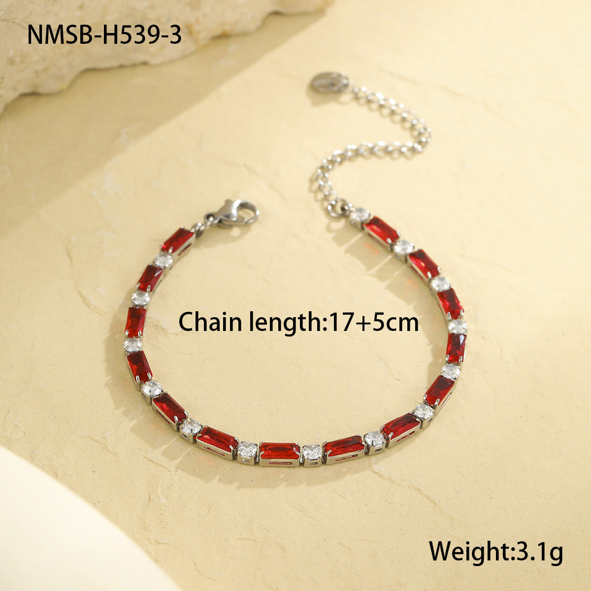 Fashionable Geometric Stainless Steel Bracelet for Women with Colorful Zirconia Plating Elegant Minimalist Everyday Jewelry