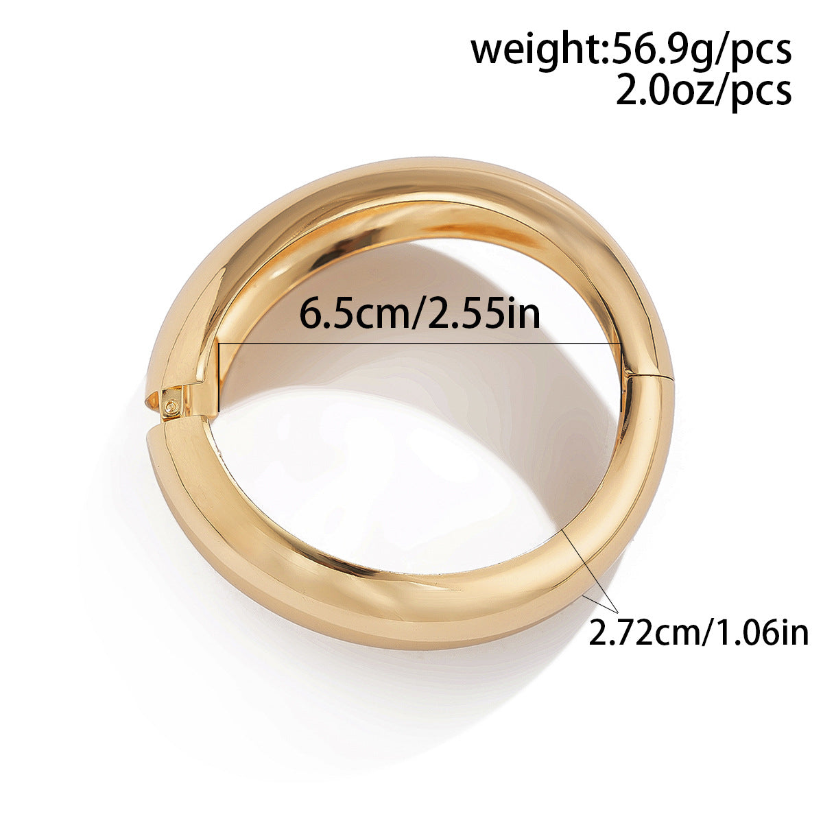 Bracciale Rigido Aperto Geometrico Minimalista in Lega con Finitura Galvanizzata per Donna