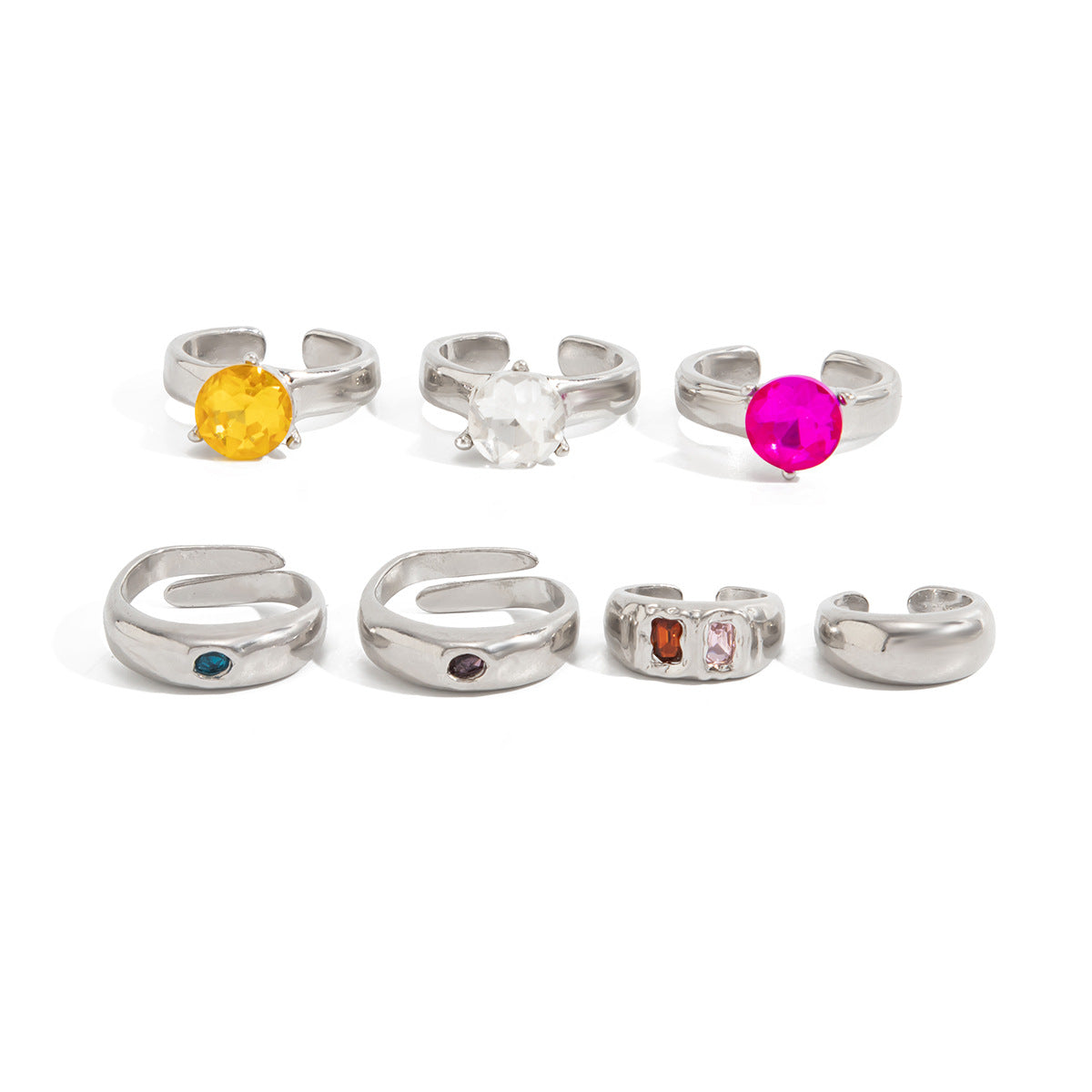 Luxury Geometric Zinc Alloy Rhinestone Open Toe Ring DIY Charm Bar for Women