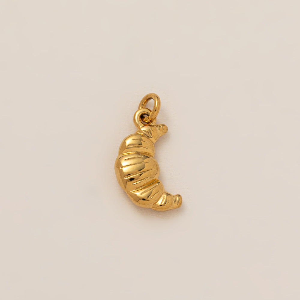 Vintage 18K Gold Plated Stainless Steel Geometric Floral Charm Bar