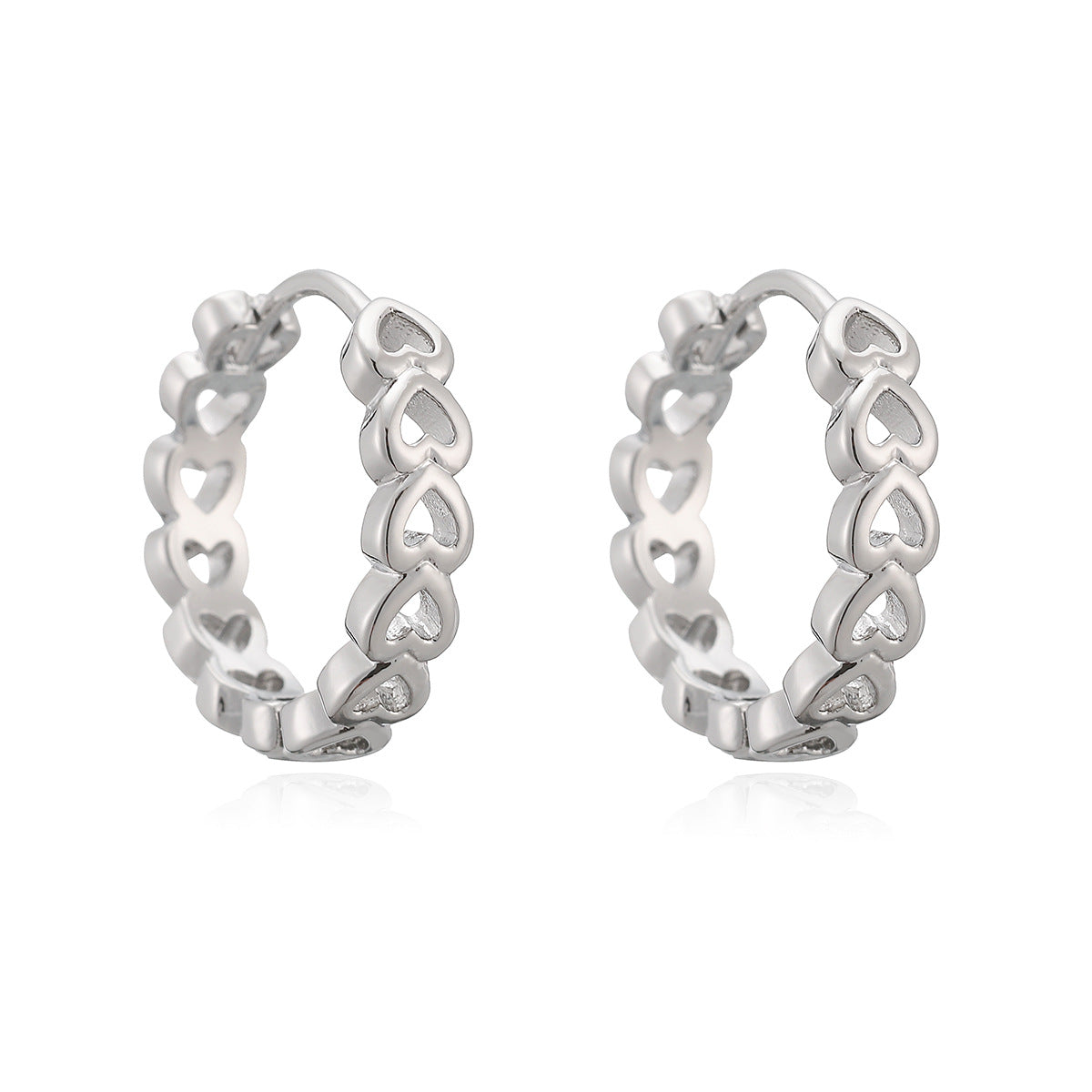 Minimalist 18K Gold Plated Brass Hollow Heart Geometric Hoop Earrings for Women