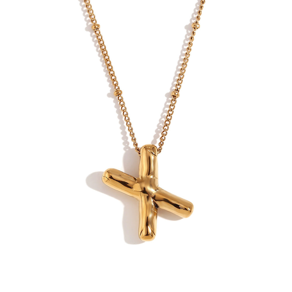 Fashionable Letter-Shaped Stainless Steel Pendant Necklace with 18K Gold Plating for Women