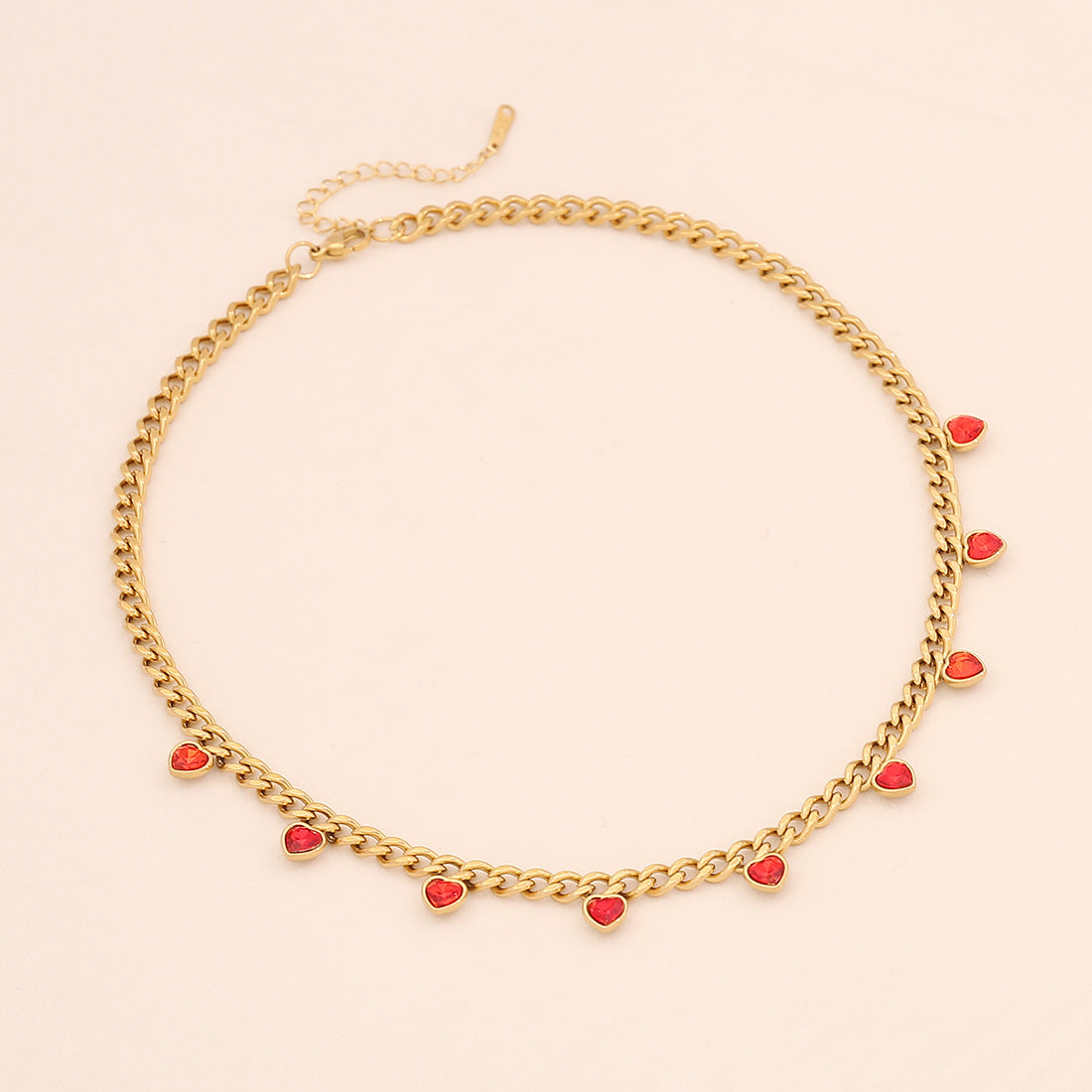 Fashionable Heart-Shaped Rhinestone Stainless Steel Necklace for Women with Plated Finish