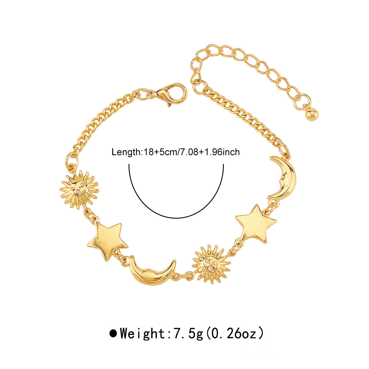 Vacation Style Star-Shaped Geometric Gold-Plated Iron Bracelet for Women