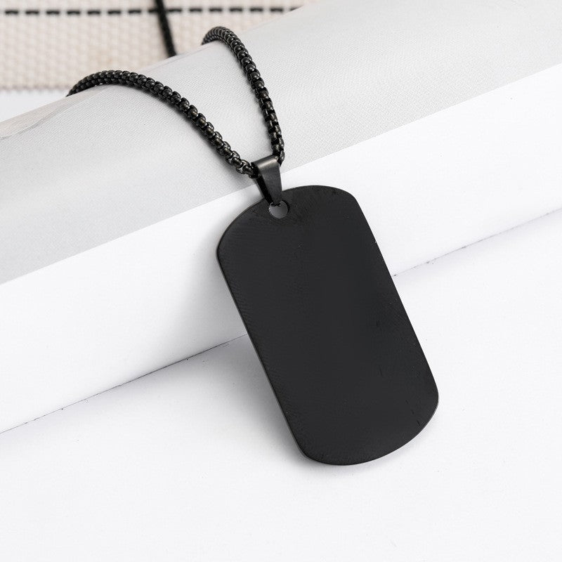 Collana unisex con ciondolo a piastrina per cane rettangolare geometrica personalizzata in acciaio al titanio