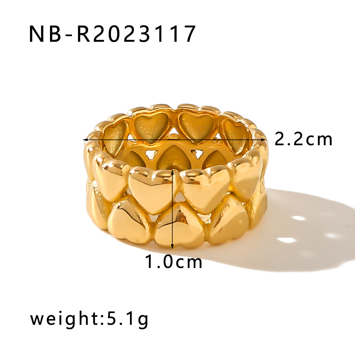 Anello Statement da Donna Minimalista a Cuore Irregolare in Acciaio al Titanio Placcato Oro
