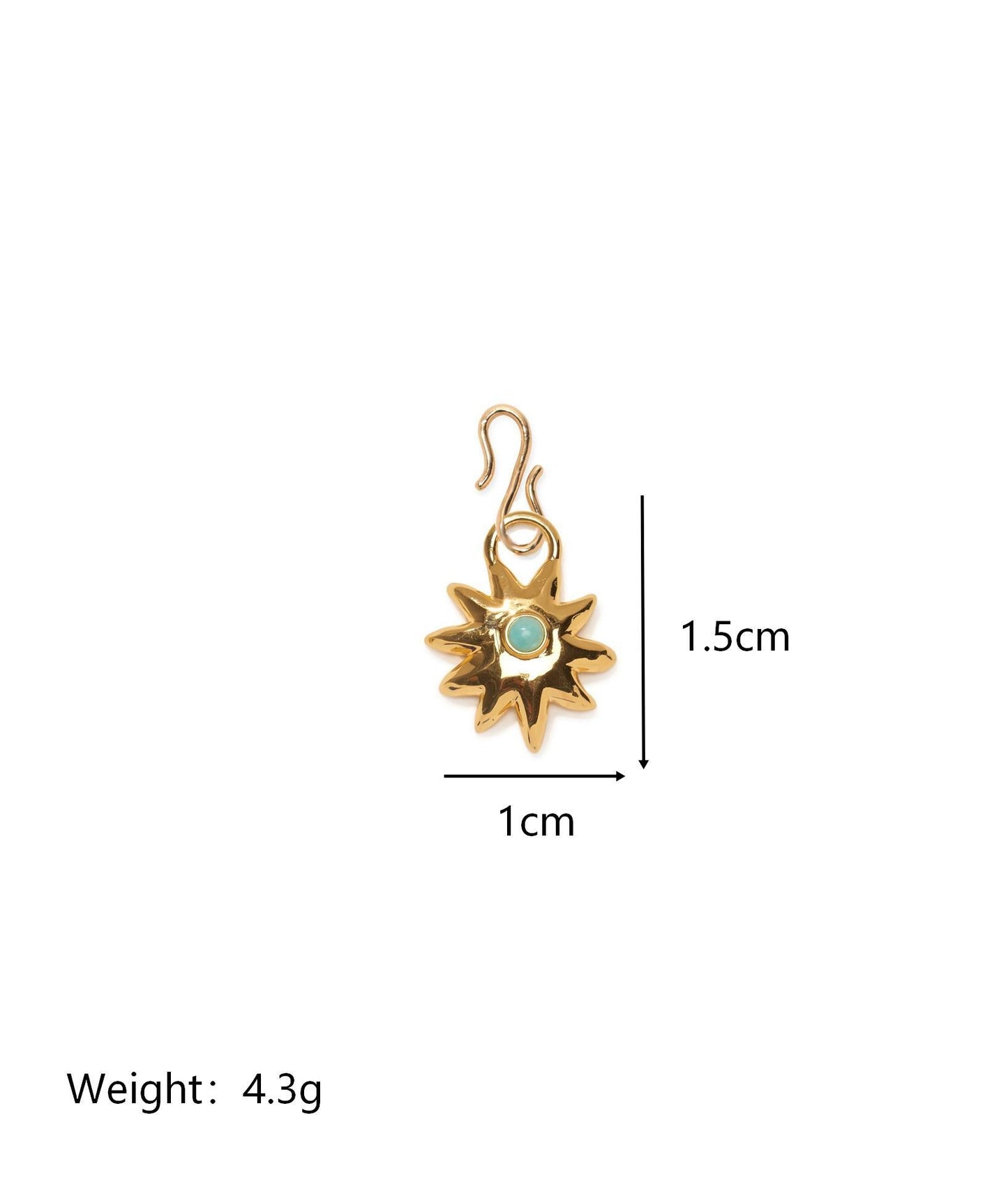 Fashion Gold Plated Brass Heart Round Geometric Cubic Zirconia Charm Bar for Unisex
