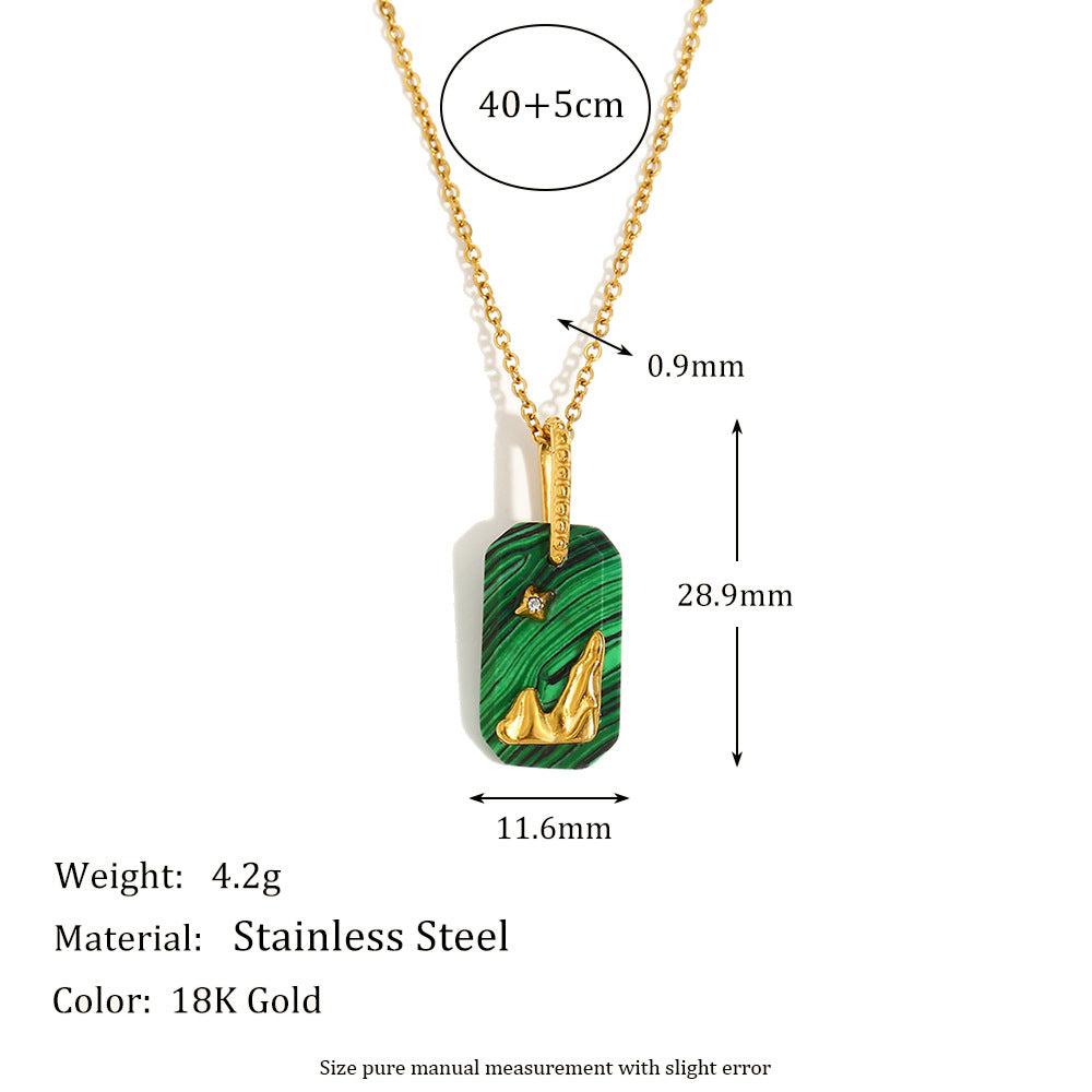 Collana pendente con cielo stellato geometrico in acrilico in stile vintage francese in acciaio inossidabile con placcatura in oro 18K da donna