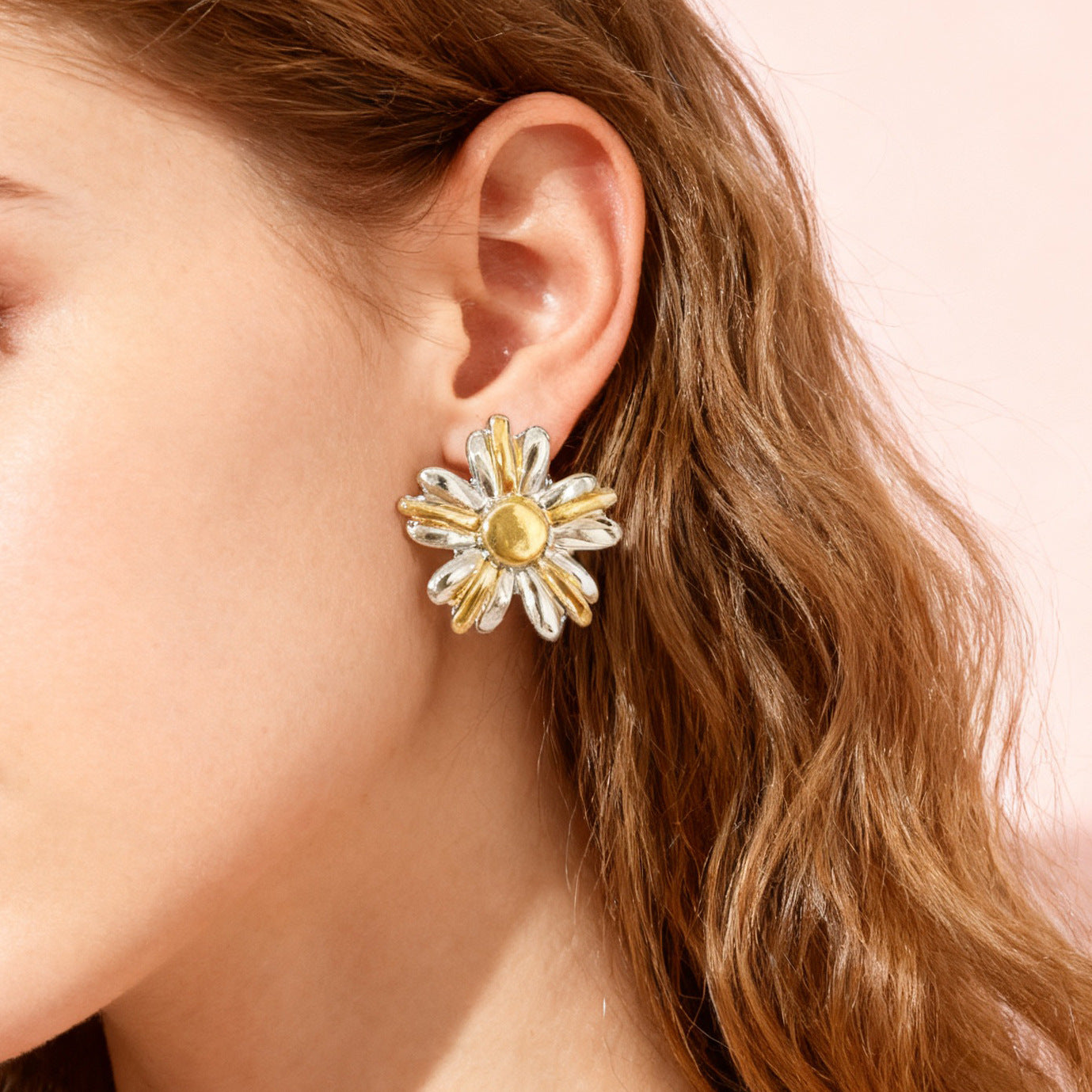 Elegant Floral Plated Stainless Steel Earrings for Women