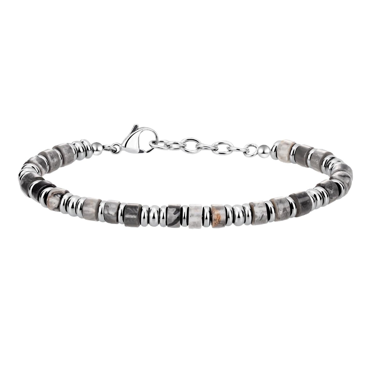 4mm Natural Obsidian Geometric Round Stainless Steel Bracelet Unisex