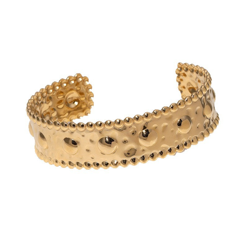 Minimalist Geometric 18K Gold Plated Stainless Steel Adjustable Open Cuff Bracelet
