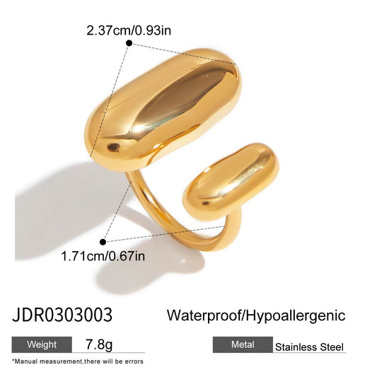 Luxury Elegant Geometric Oval Plated Stainless Steel Ring for Women