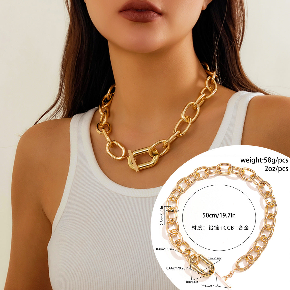 Geometric Shape Aluminum Alloy Multi-Layer Necklace with Plated Finish for Women