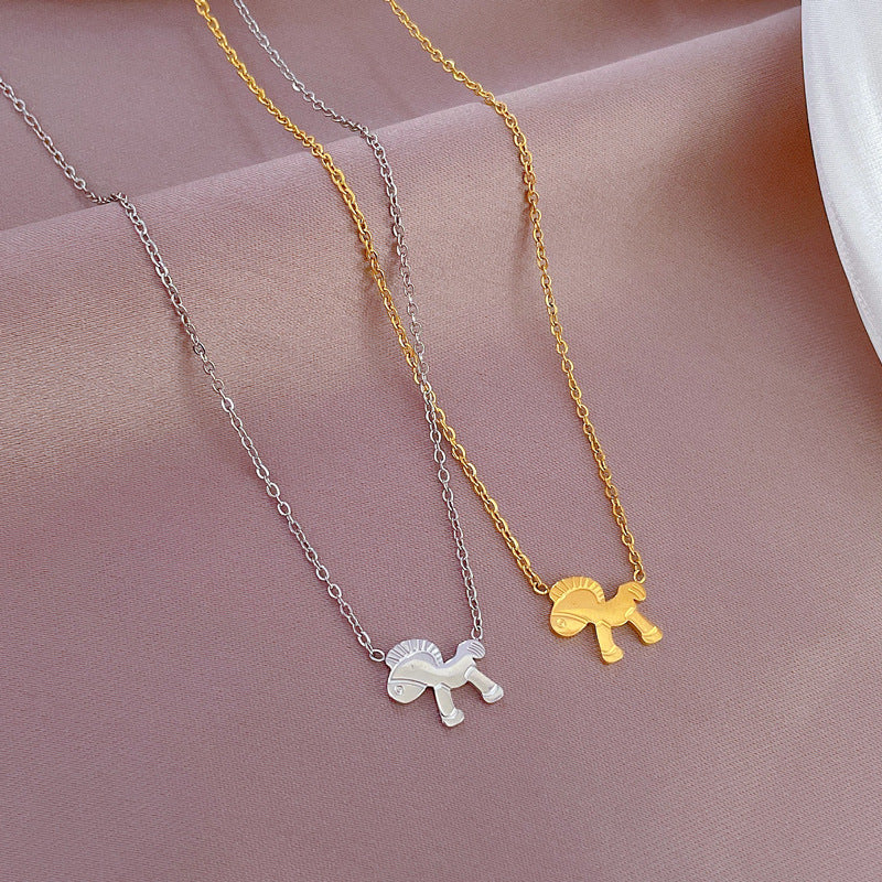 Collana a catena geometrica minimalista in acciaio al titanio, stile cartone animato