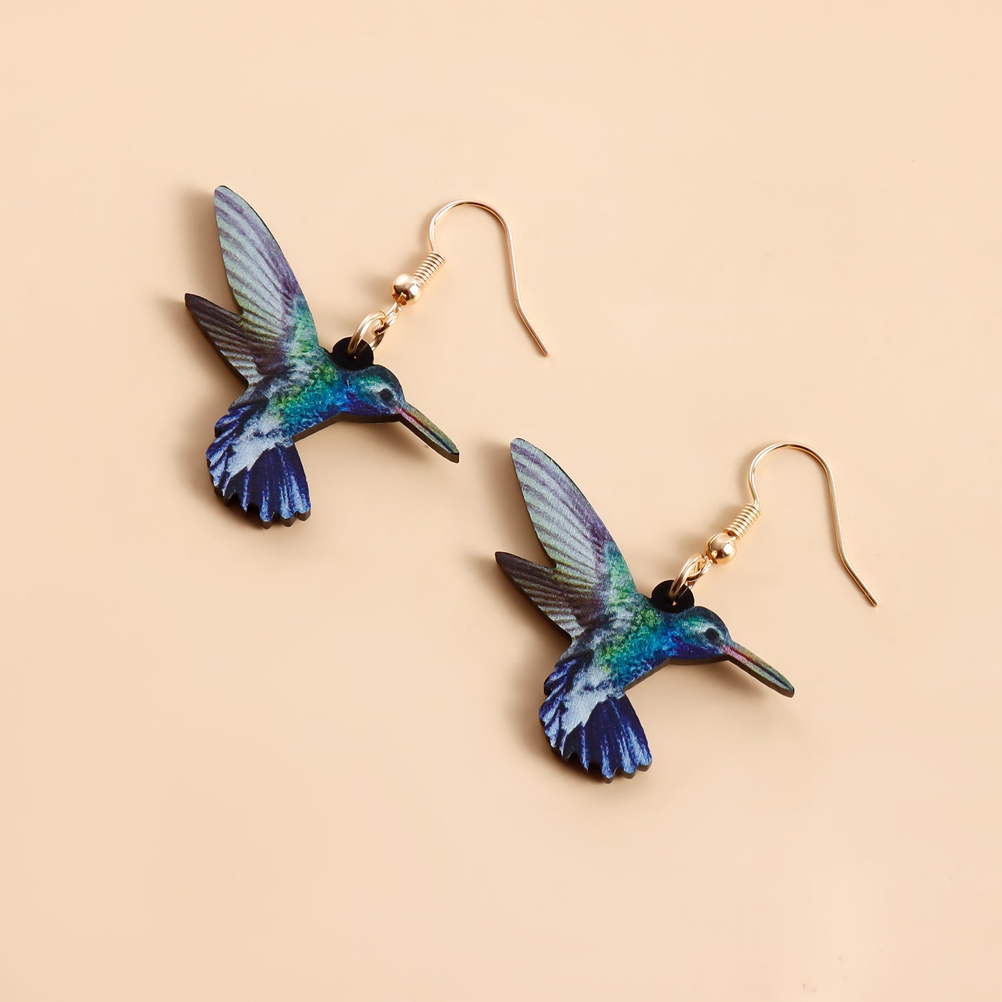Creative Acrylic Bird Earrings for Women with Plated Finish in Butterfly and Hummingbird Shapes