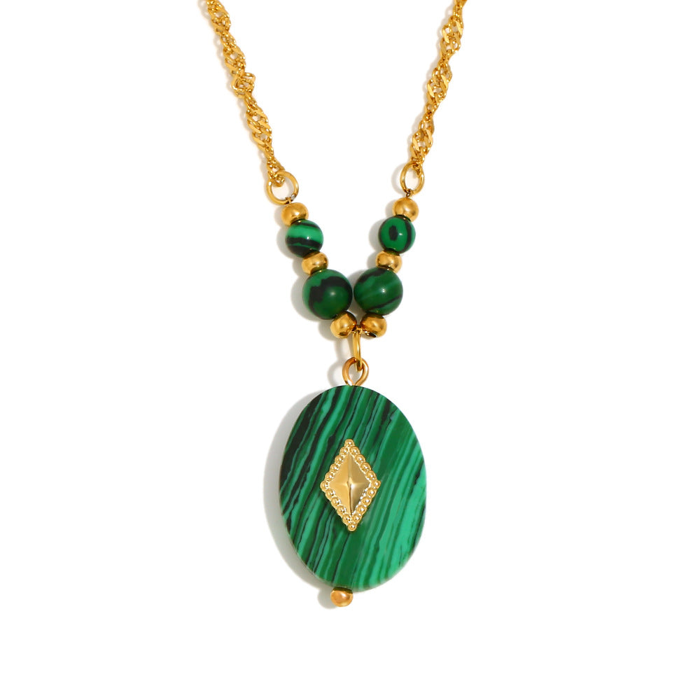 Elegante Collana con Ciondolo a Stella a Quattro Punte Ovale in Acciaio Inossidabile con Placcatura in Oro 18K da Donna
