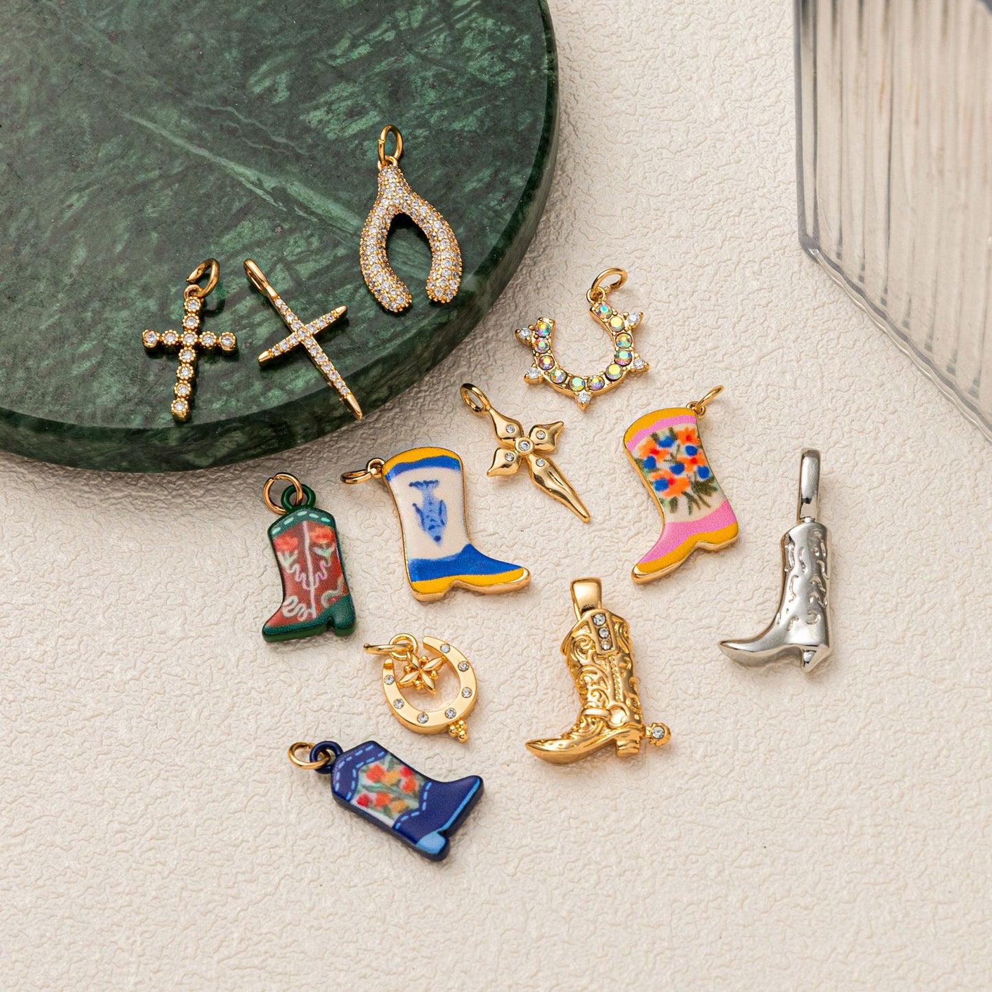 Fashion Gold Plated Brass Boot Charm Bar PVD Coated DIY Pendant