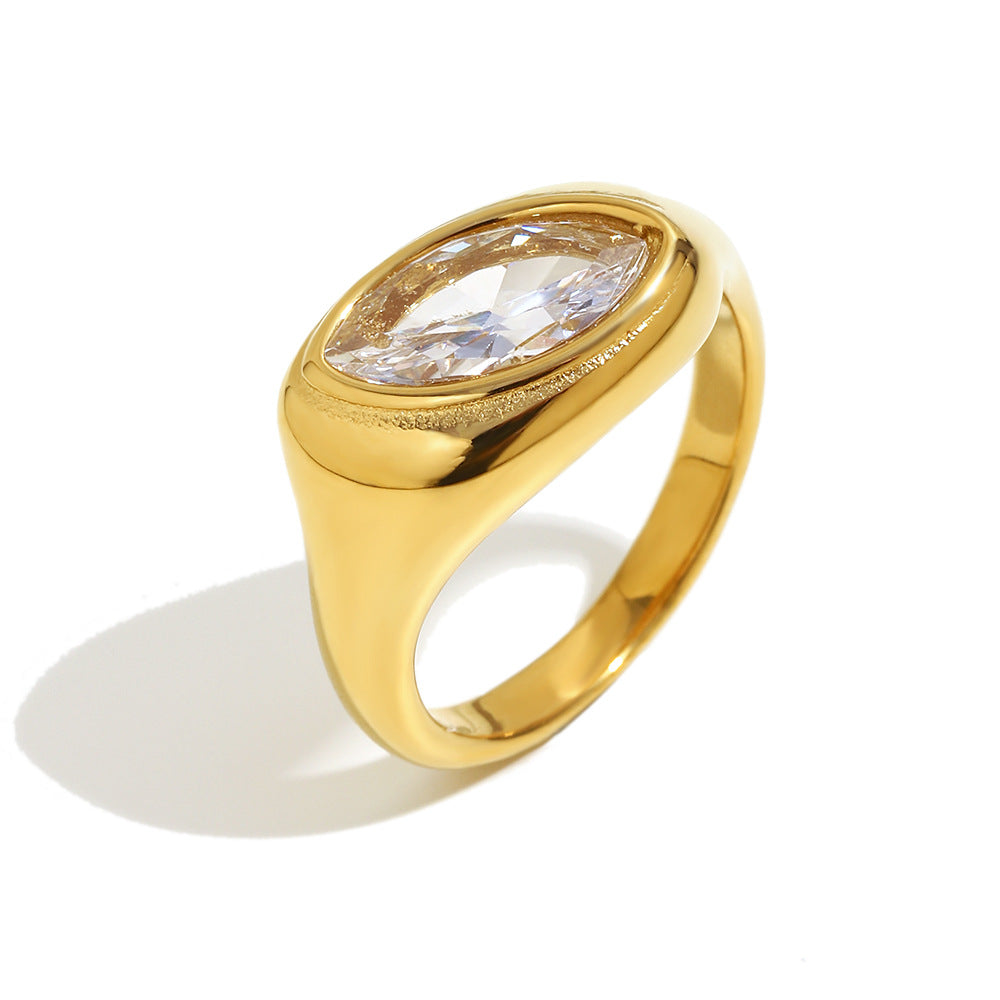 Anello geometrico da donna in acciaio inossidabile placcato oro 18 carati, ispirato al vintage, dal design alla moda casual e adatto all'ufficio