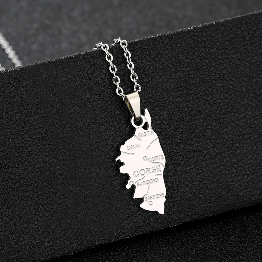 Collar con colgante geométrico de estilo étnico de acero inoxidable con dije de acero de titanio y acabado galvanizado en cadena tipo O