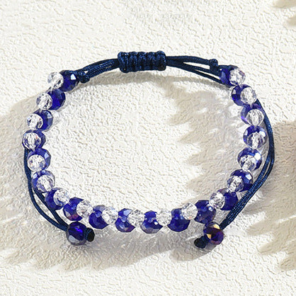 Pulsera geométrica de cuentas para mujer con detalles de cristal multicolor, pulsera ajustable de varias capas