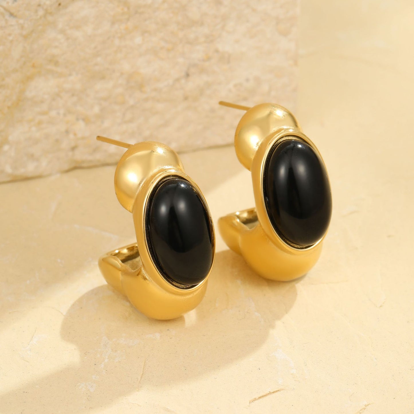 Orecchini minimalisti in acciaio inossidabile con finitura galvanica geometrica per donna, eleganti gioielli retrò chic francesi