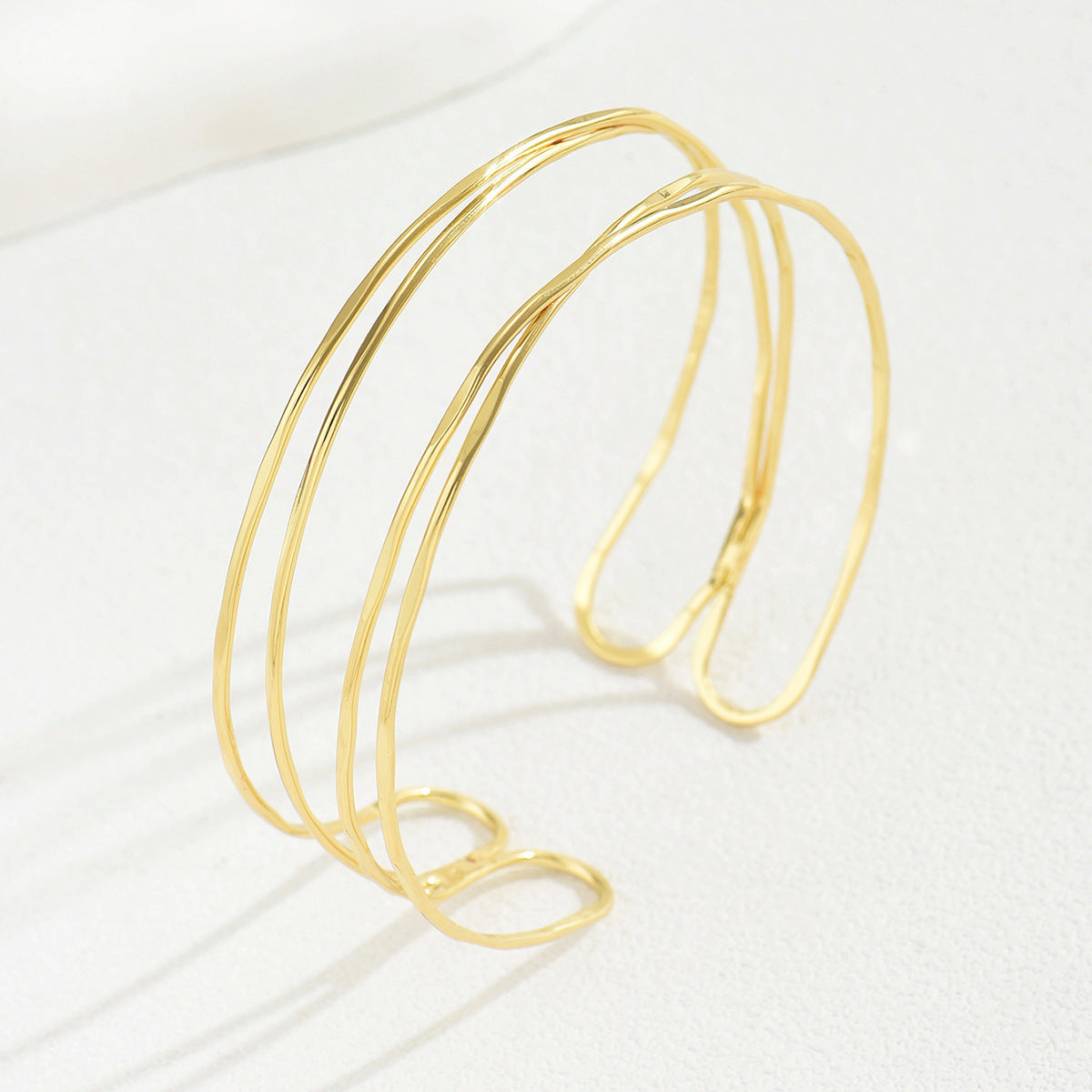 Minimalist Geometric Alloy Bracelet for Women with Plated Finish Multi-Layer Arm Cuff