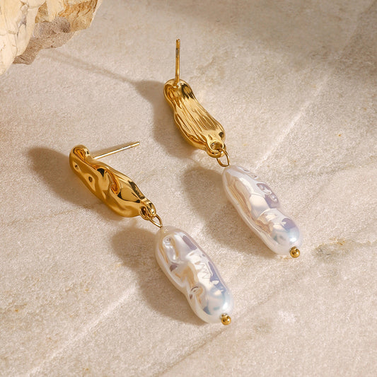 Pendientes de Acero Inoxidable Minimalistas Geométricos con Acabado Chapado para Mujer