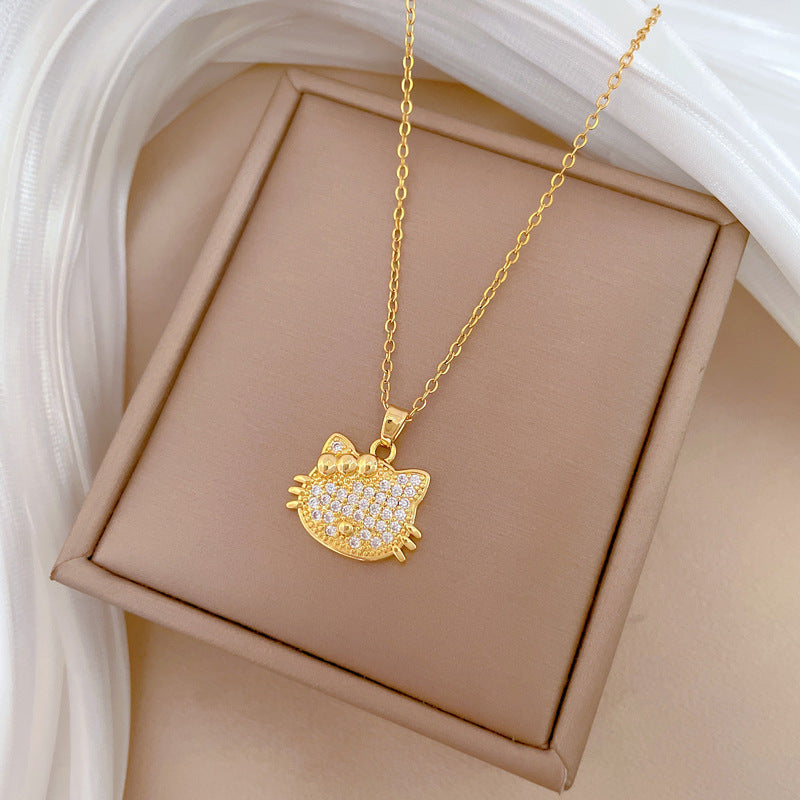 Collana a farfalla geometrica di lusso in acciaio al titanio con intarsio di strass per donne e uomini