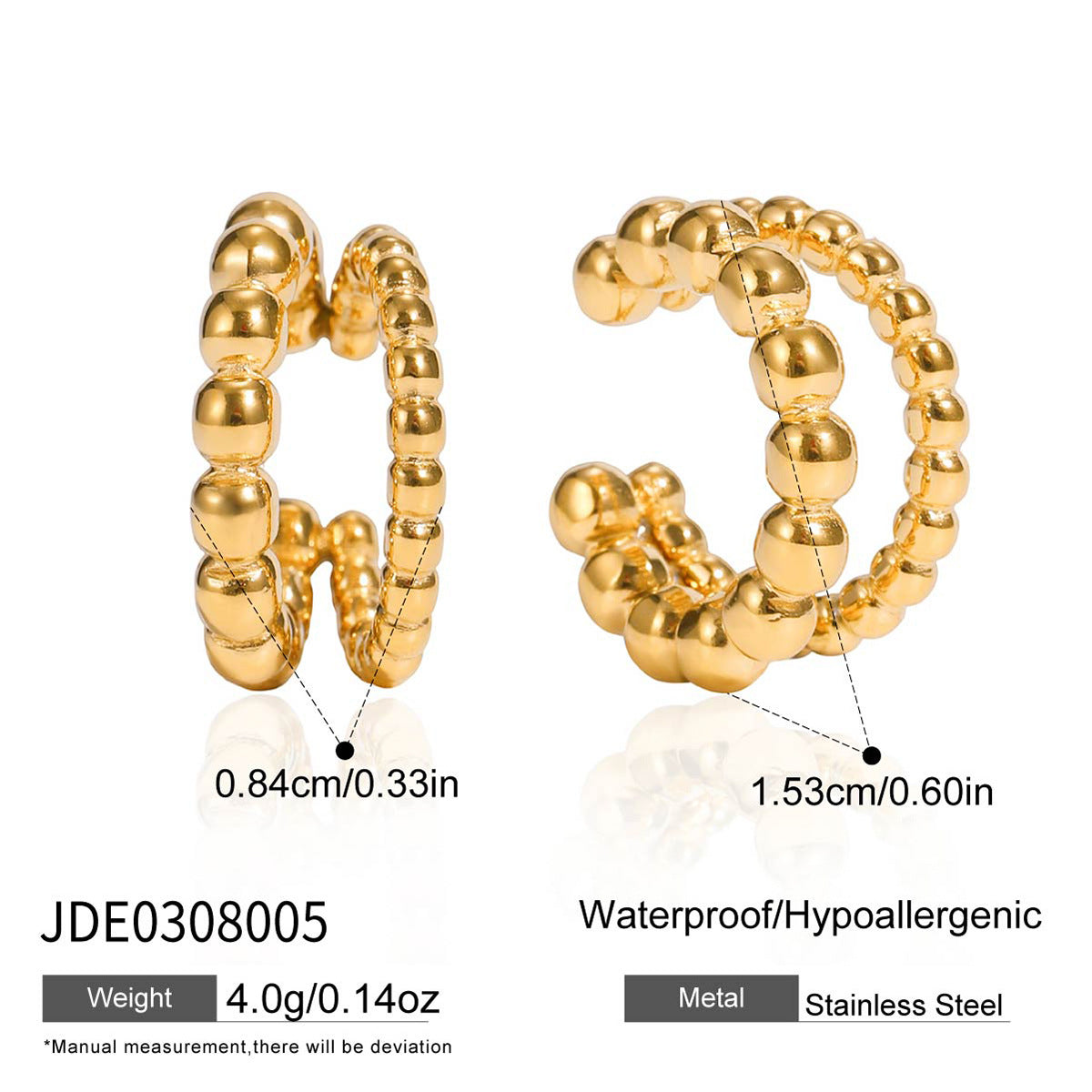 Pendientes de oreja de acero inoxidable geométricos chapados en oro para mujer, clips de oreja sin perforación en forma de U con estilo minimalista moderno