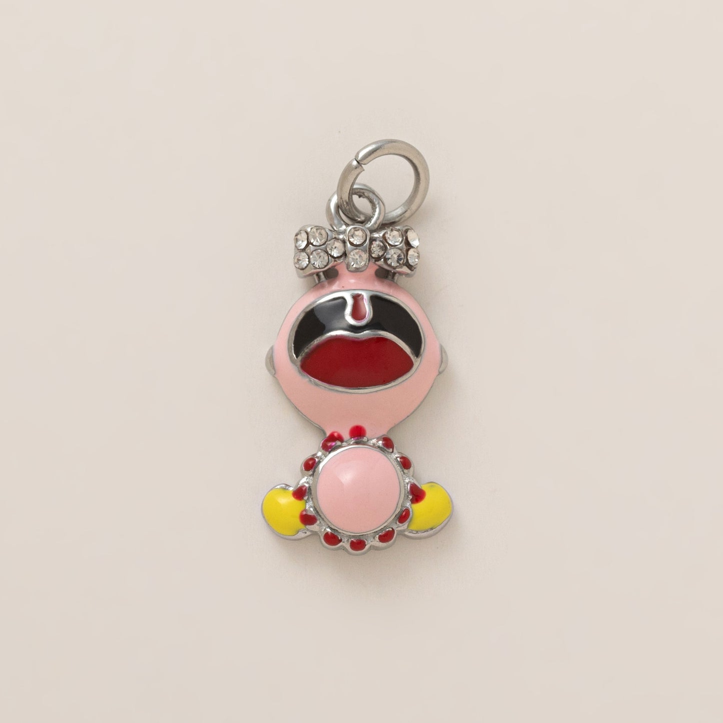 Sweet Drip Oil PVD Gold Plated Brass Stainless Steel Animal Charm Bar with Rhinestone for Women