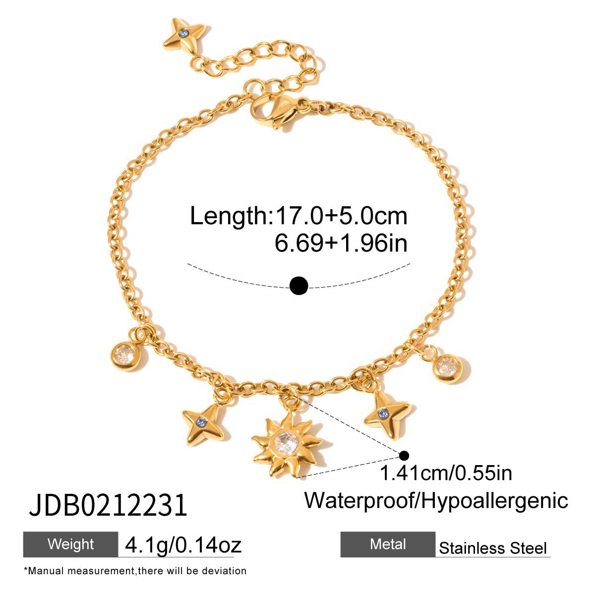 Minimalist Geometric Star Stainless Steel PVD Bracelet for Women