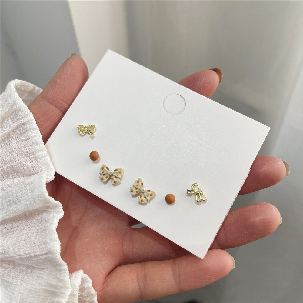 Sweet Geometric Ceramic Drip Oil Earrings with Pearl Accents and 925 Sterling Silver Posts