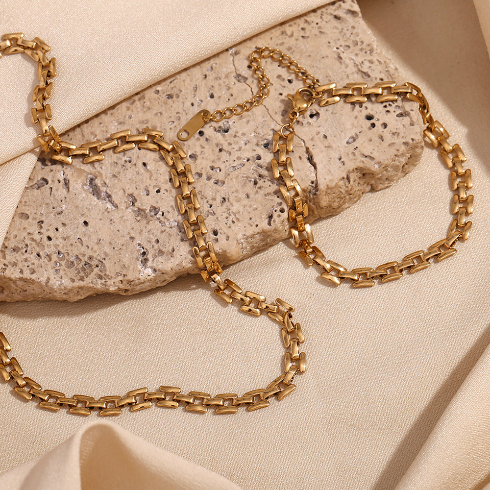 Collana con Ciondolo Quadrato Geometrico Minimalista da Donna in Acciaio Inossidabile Placcato Oro 18K