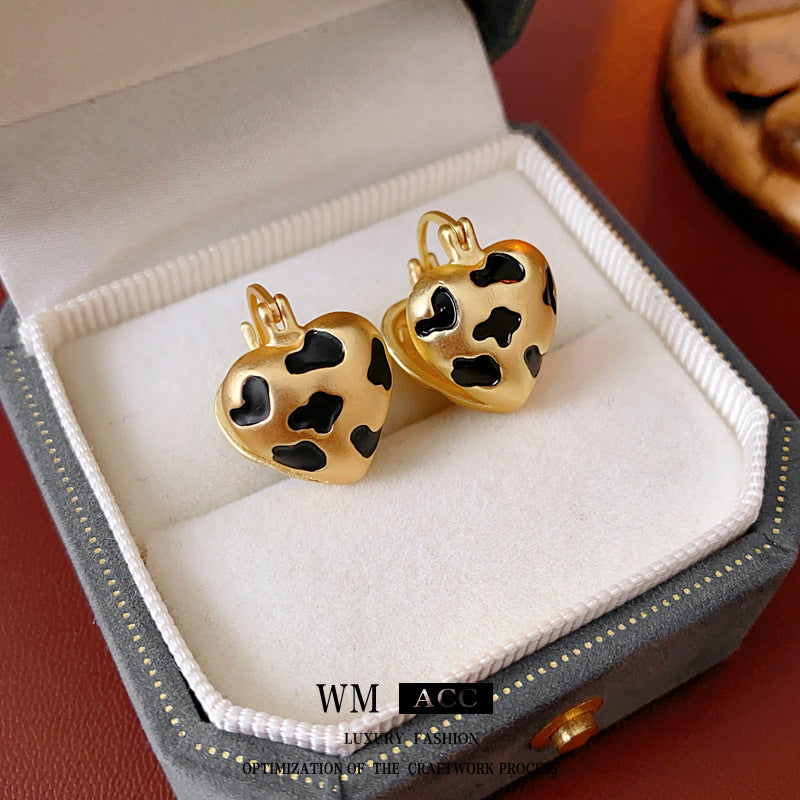 Vintage Chic Heart-Shaped Geometric Earrings with Gold-Plated Copper and Stainless Steel Posts for Women