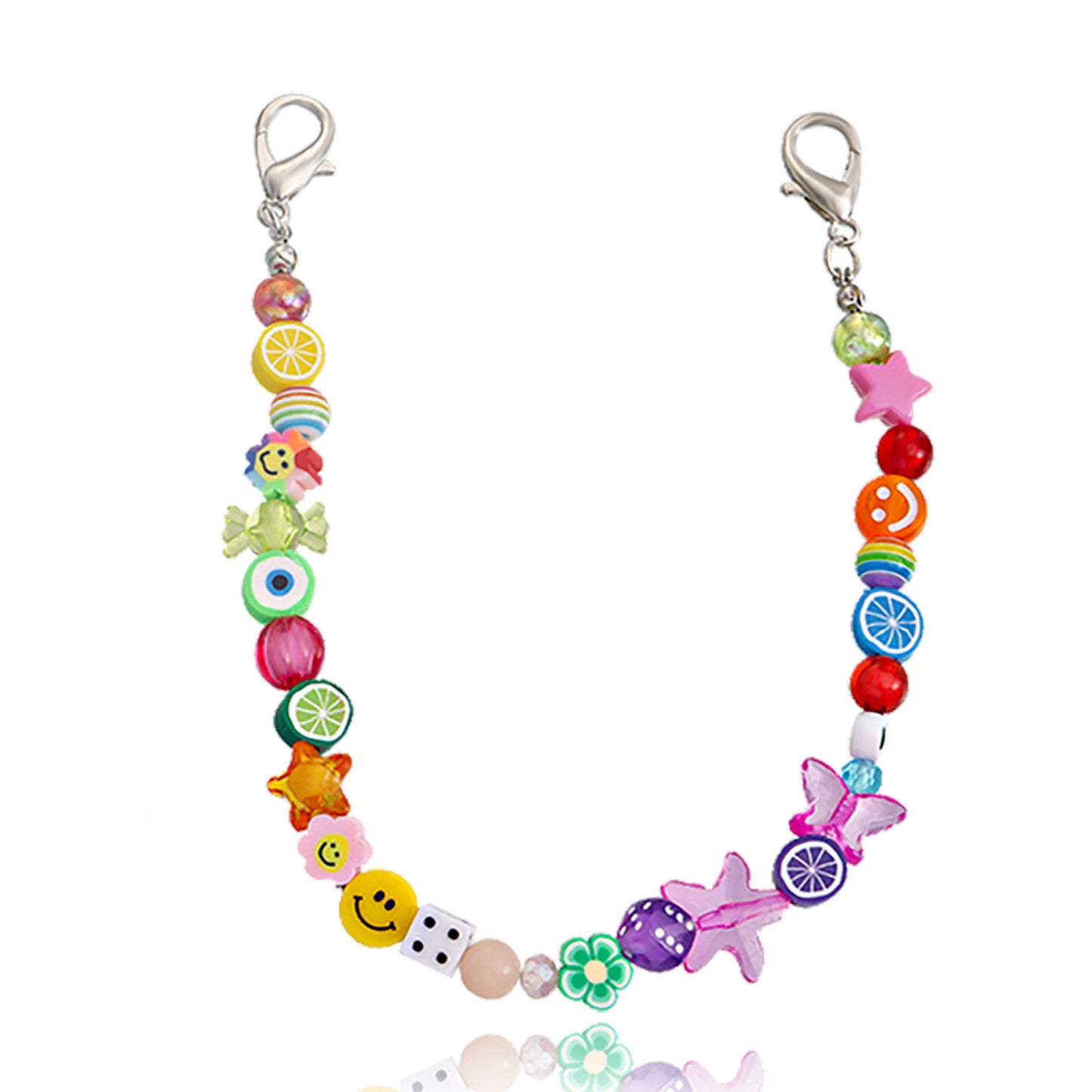 Rustic Style Geometric Alloy Anklet for Women with Color-Blocking Mixed Elements and Fruit Motifs