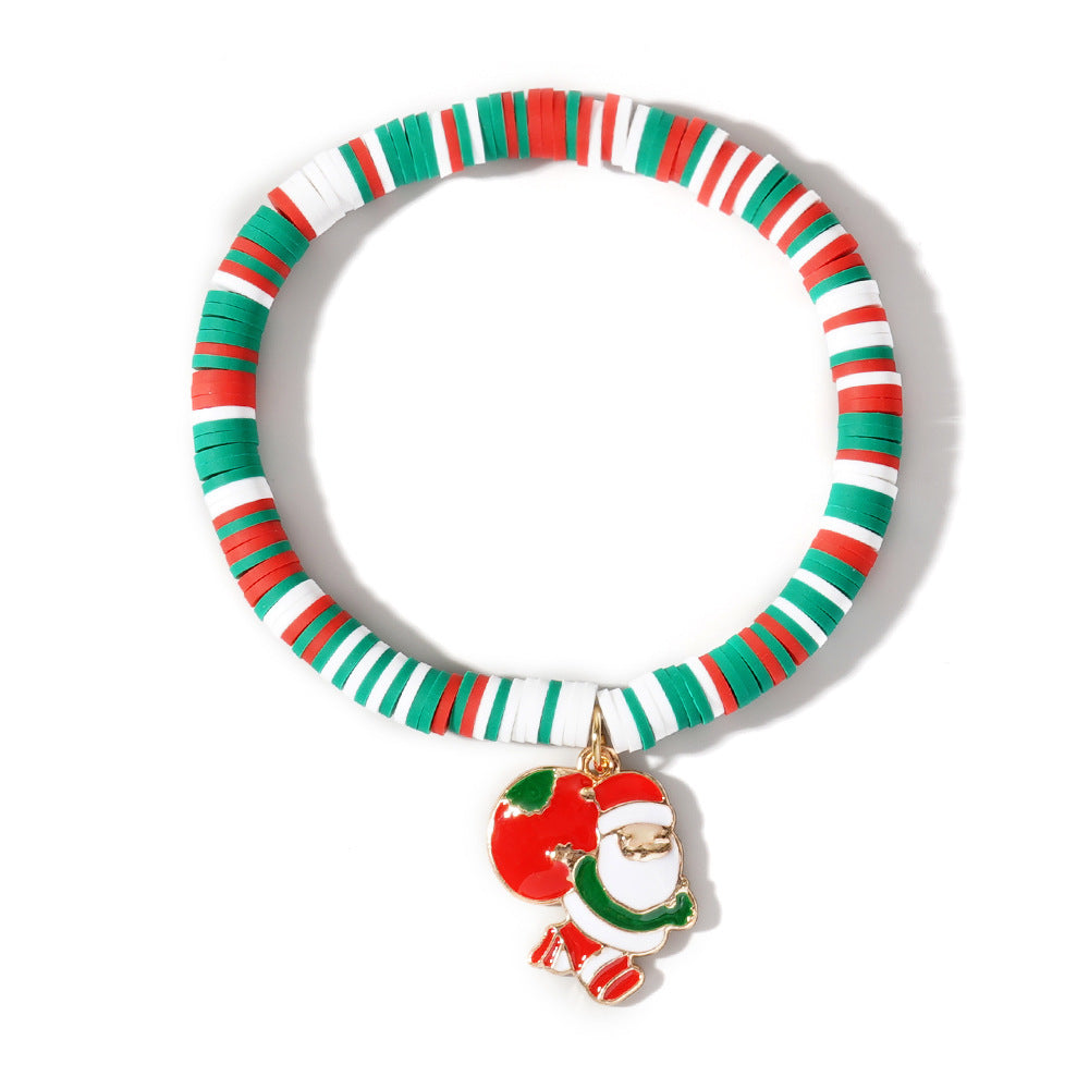 Sweet Handmade Resin Letter Geometric Beaded Bracelet Set Christmas Gift