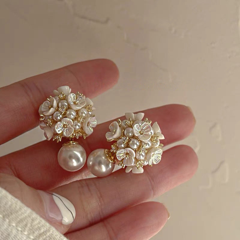 Eleganti Orecchini a Perno da Donna in Stile Francese Vintage con Zirconi Geometrici e Perle Imitazione