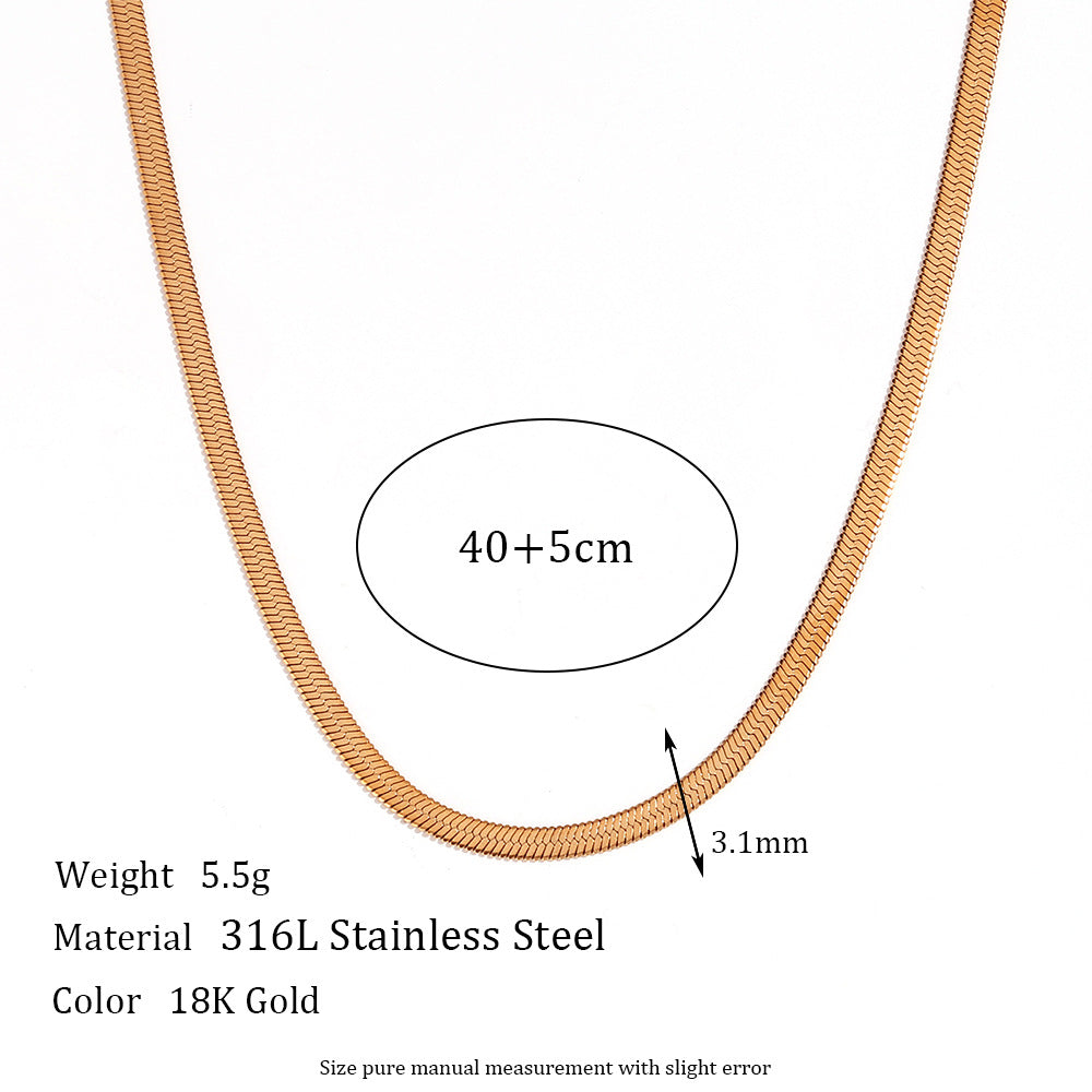 Minimalist Geometric Titanium Steel Plated 18K Gold Blade Chain Anklet Waist Chain Bracelet Necklace for Women