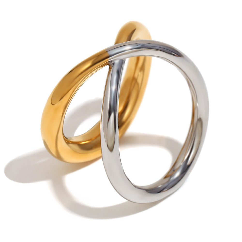Anello a forma di testa di serpente in acciaio inossidabile placcato oro 18K da donna, design geometrico creativo