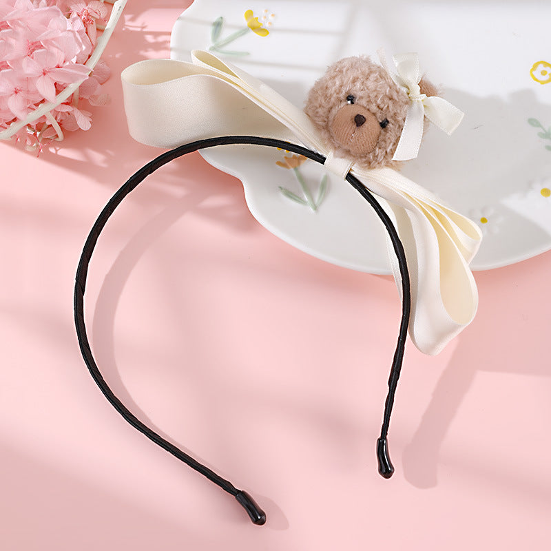 Grazioso Cerchietto con Fiocco Cartone Animato per Bambine Collezione Primavera Cerchietto in Tessuto con Bordo in Pizzo e Rivestimento in Resina