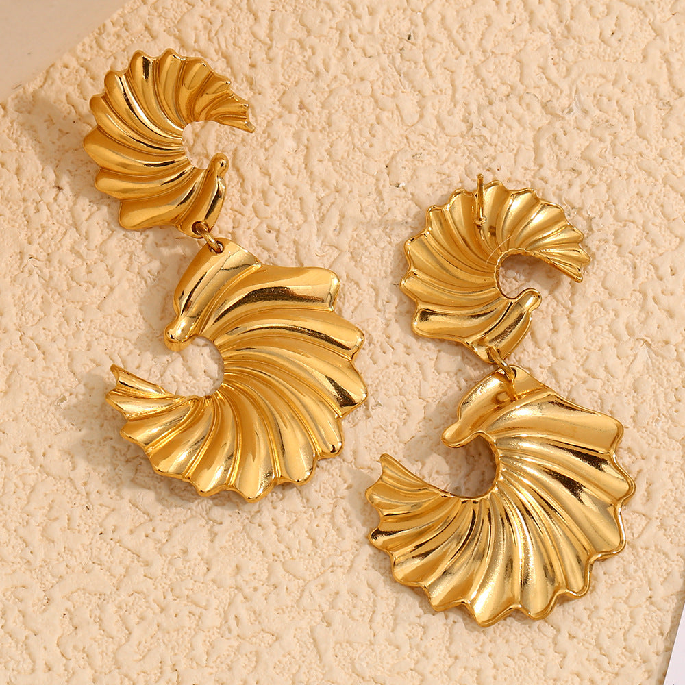 Minimalist Geometric Stainless Steel Earrings with 18K Gold Plating for Women